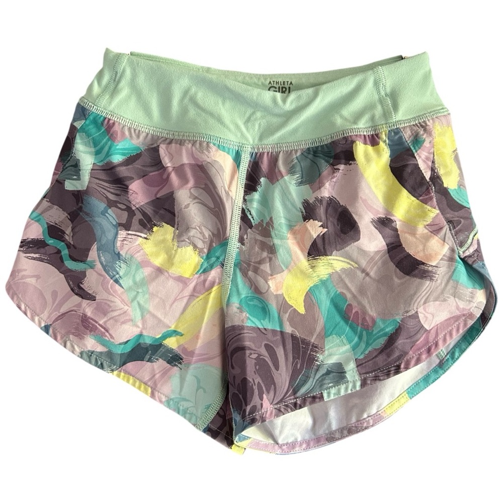 Athleta girl size XS (6) multicolor run the world 3” shorts